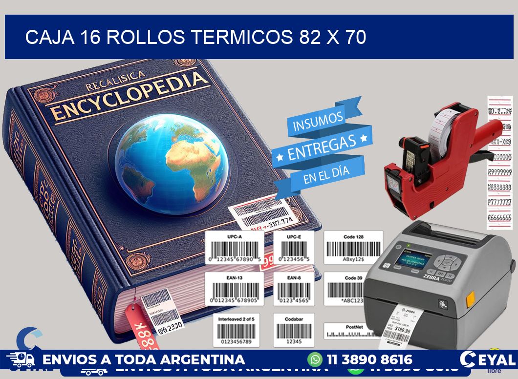 CAJA 16 ROLLOS TERMICOS 82 x 70