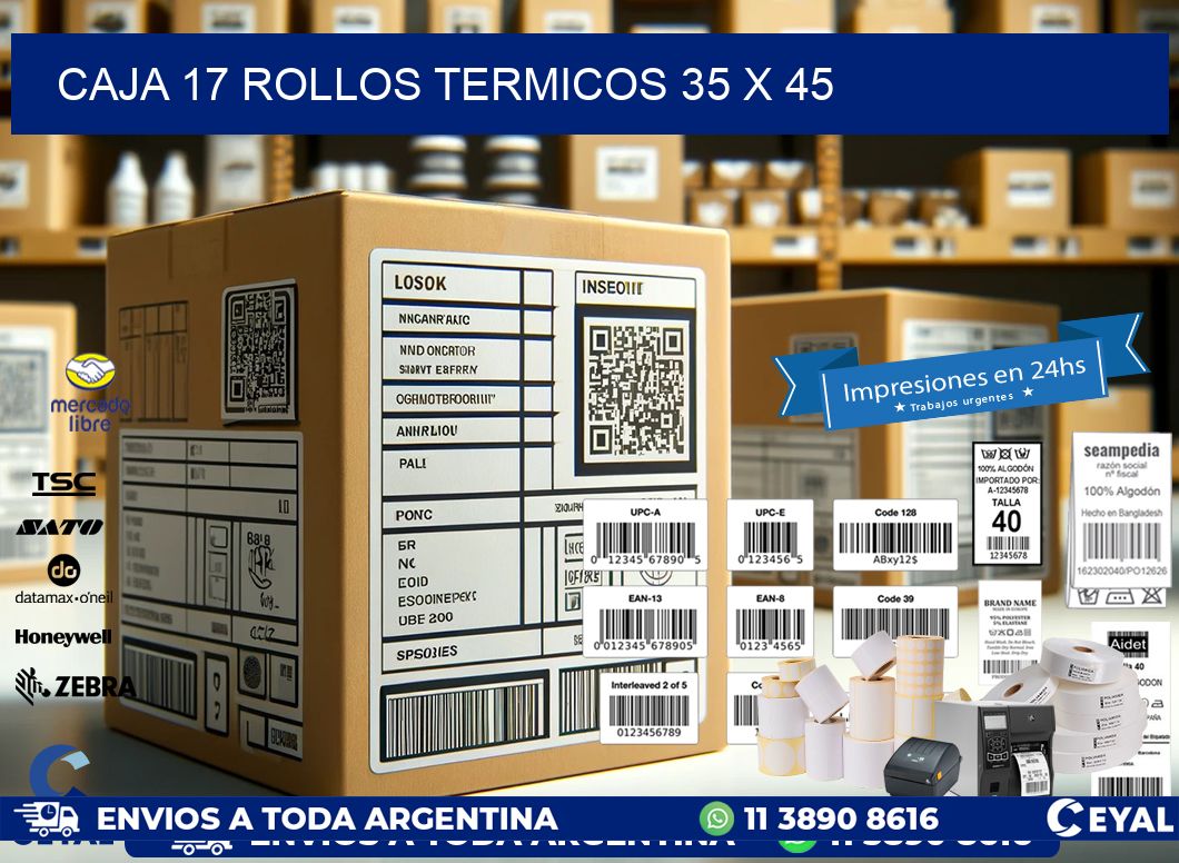 CAJA 17 ROLLOS TERMICOS 35 x 45