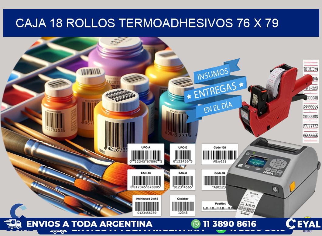 CAJA 18 ROLLOS TERMOADHESIVOS 76 x 79
