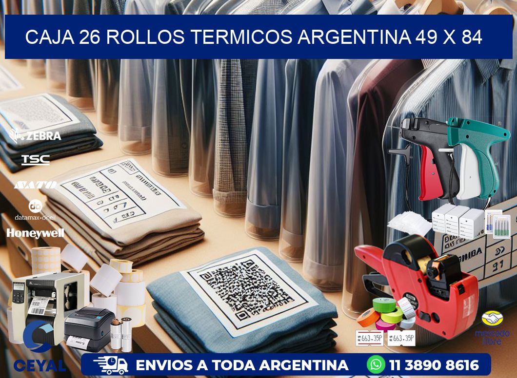 CAJA 26 ROLLOS TERMICOS ARGENTINA 49 x 84