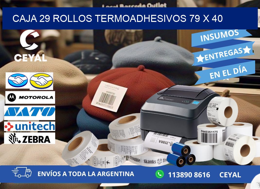 CAJA 29 ROLLOS TERMOADHESIVOS 79 x 40