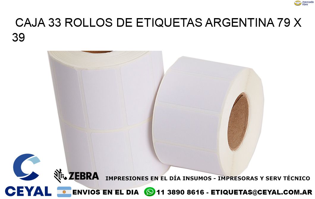 CAJA 33 ROLLOS DE ETIQUETAS ARGENTINA 79 x 39