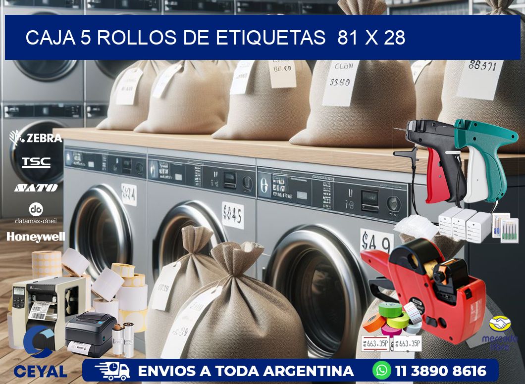 CAJA 5 ROLLOS DE ETIQUETAS  81 x 28