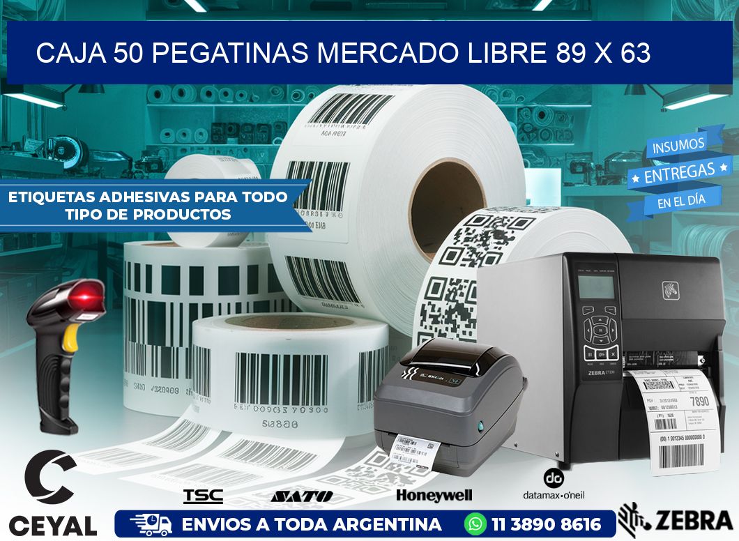 CAJA 50 PEGATINAS MERCADO LIBRE 89 x 63