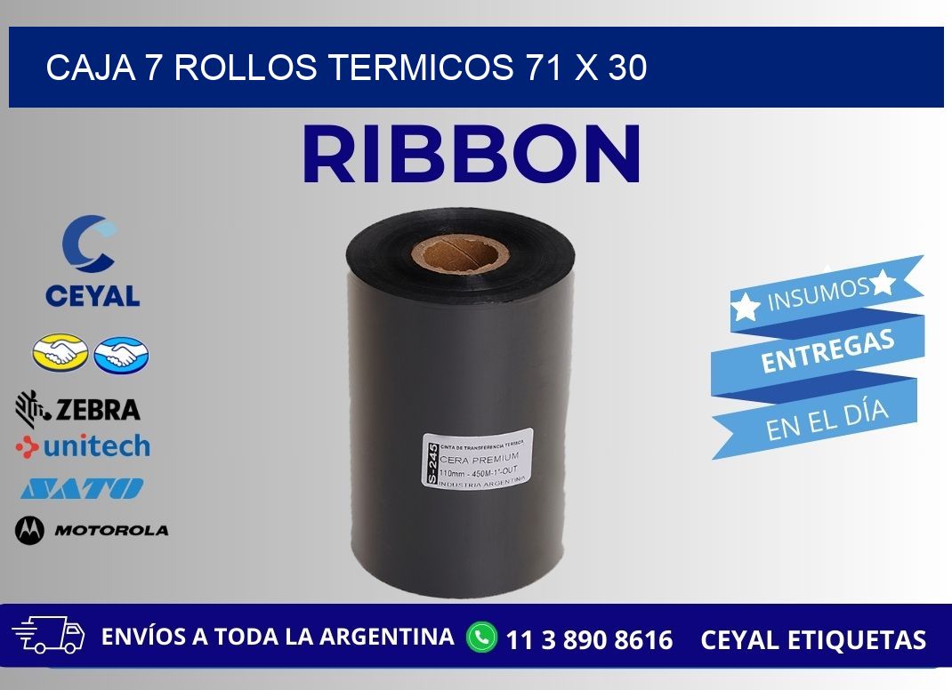 CAJA 7 ROLLOS TERMICOS 71 x 30