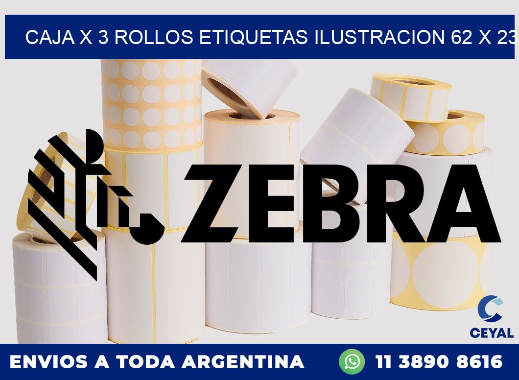 Caja X 3 Rollos Etiquetas Ilustracion 62 x 23