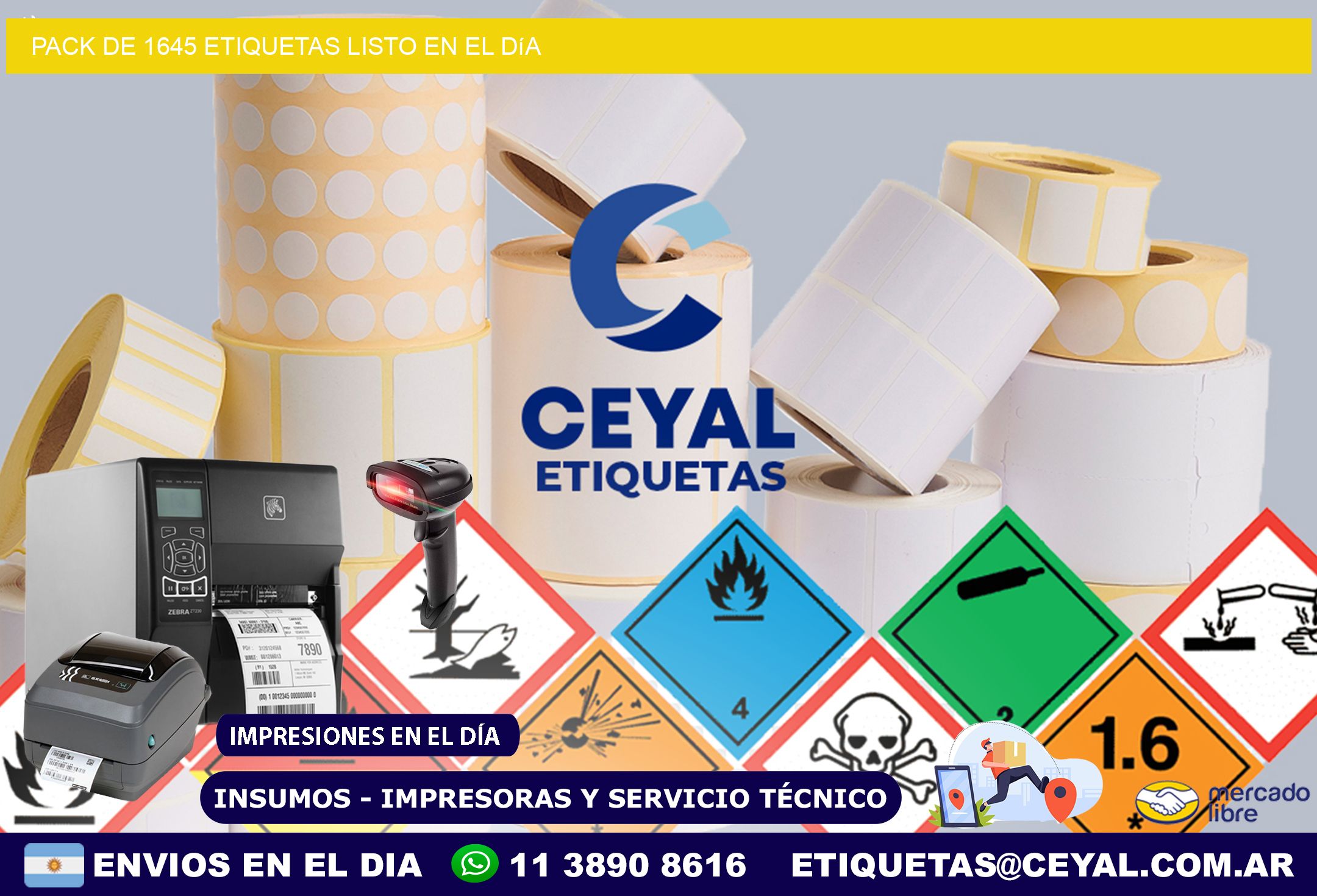 Pack de 1645 etiquetas listo en el día