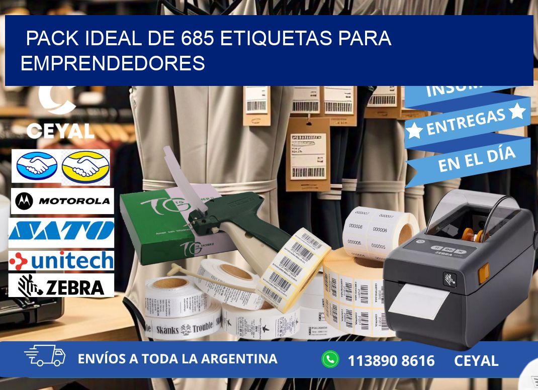 Pack ideal de 685 etiquetas para emprendedores