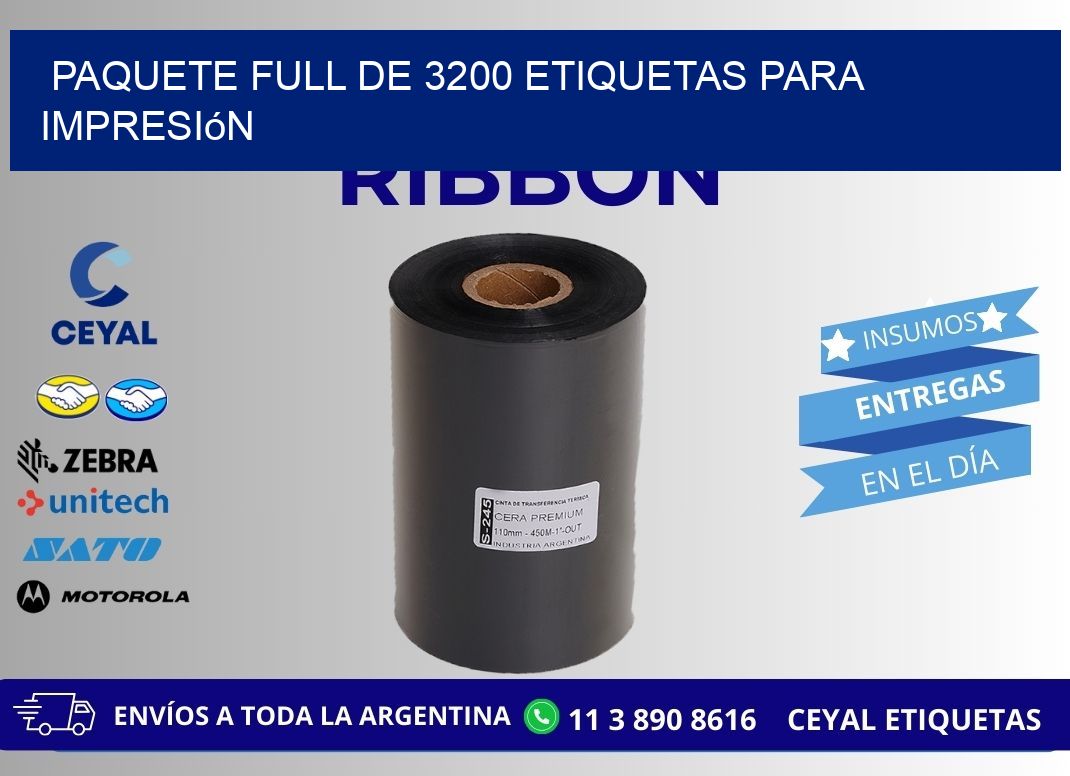 Paquete full de 3200 etiquetas para impresión