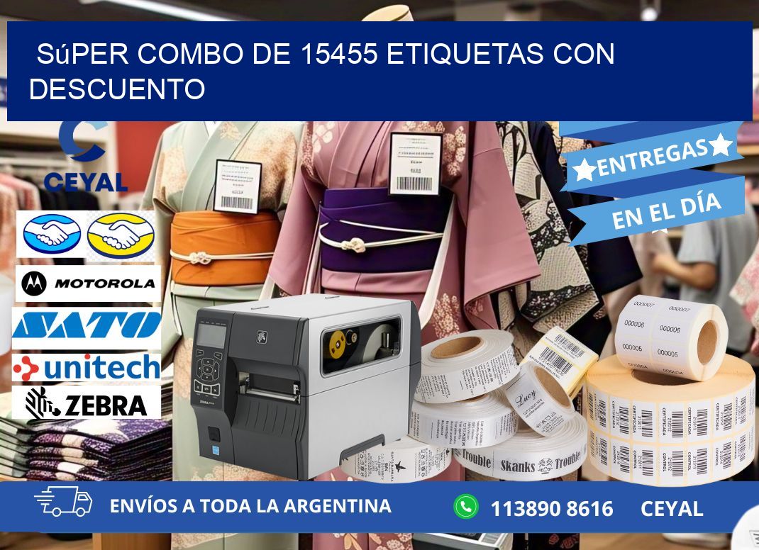 Súper combo de 15455 etiquetas con descuento