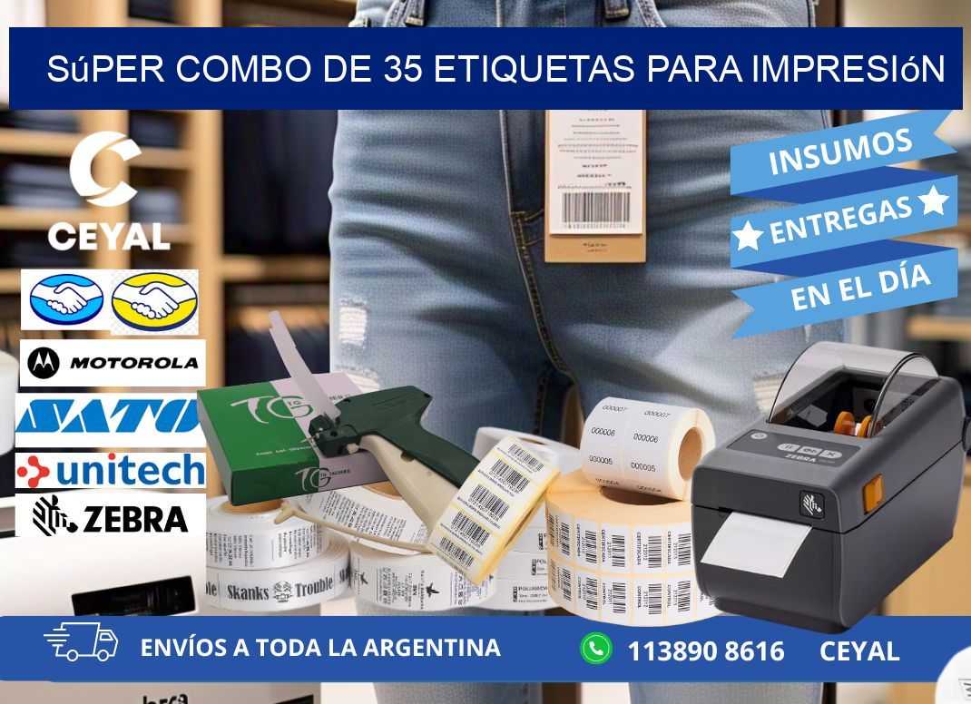 Súper combo de 35 etiquetas para impresión