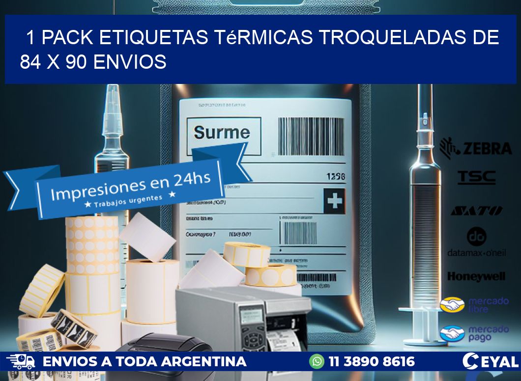1 Pack etiquetas Térmicas Troqueladas De 84 x 90 ENVIOS
