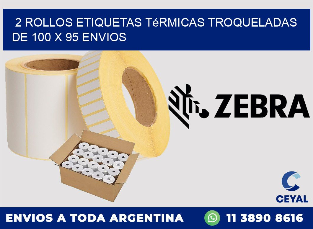 2 Rollos Etiquetas Térmicas Troqueladas De 100 x 95 ENVIOS