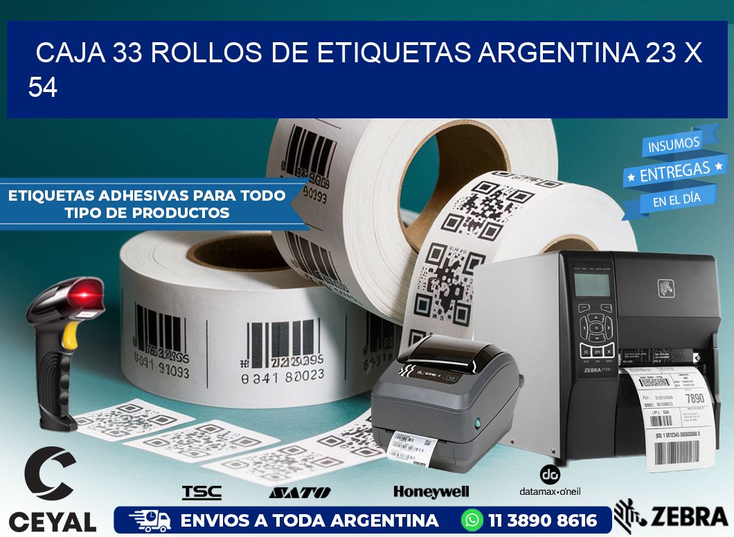 CAJA 33 ROLLOS DE ETIQUETAS ARGENTINA 23 x 54