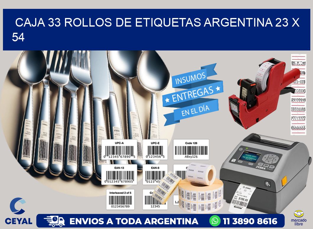 CAJA 33 ROLLOS DE ETIQUETAS ARGENTINA 23 x 54