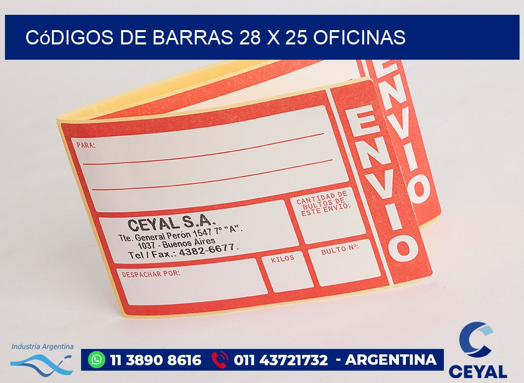 Códigos de Barras 28 x 25 oficinas