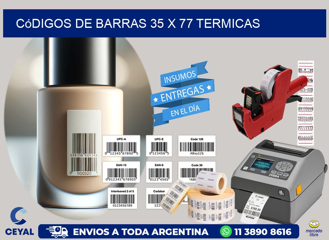 Códigos de Barras 35 x 77 termicas