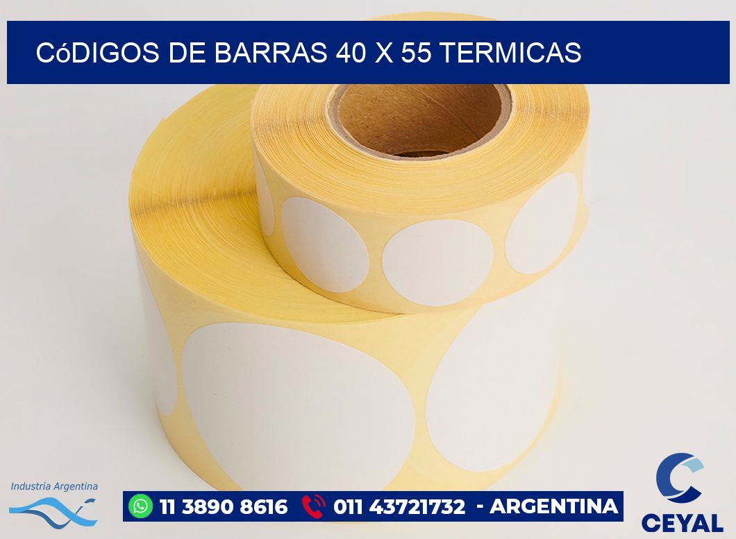 Códigos de Barras 40 x 55 termicas
