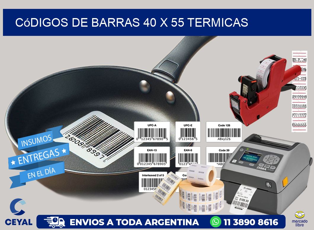 Códigos de Barras 40 x 55 termicas