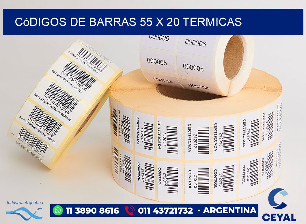 Códigos de Barras 55 x 20 termicas