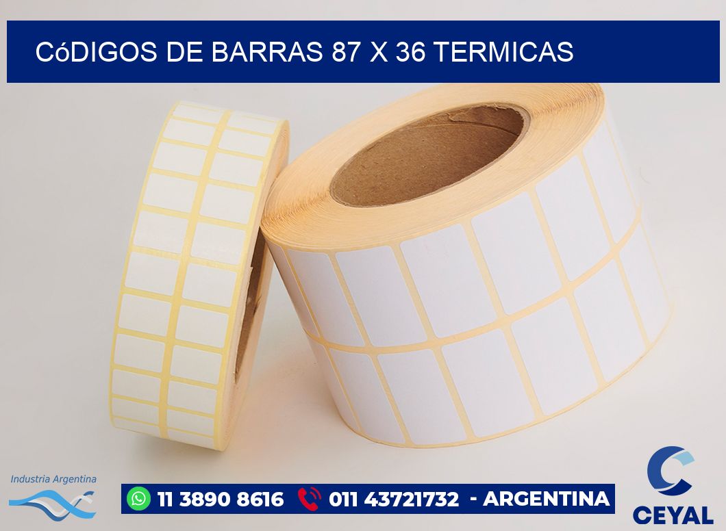 Códigos de Barras 87 x 36 termicas