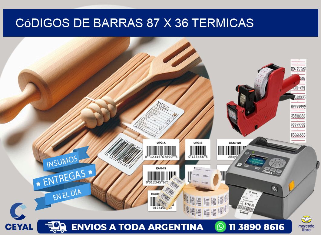 Códigos de Barras 87 x 36 termicas