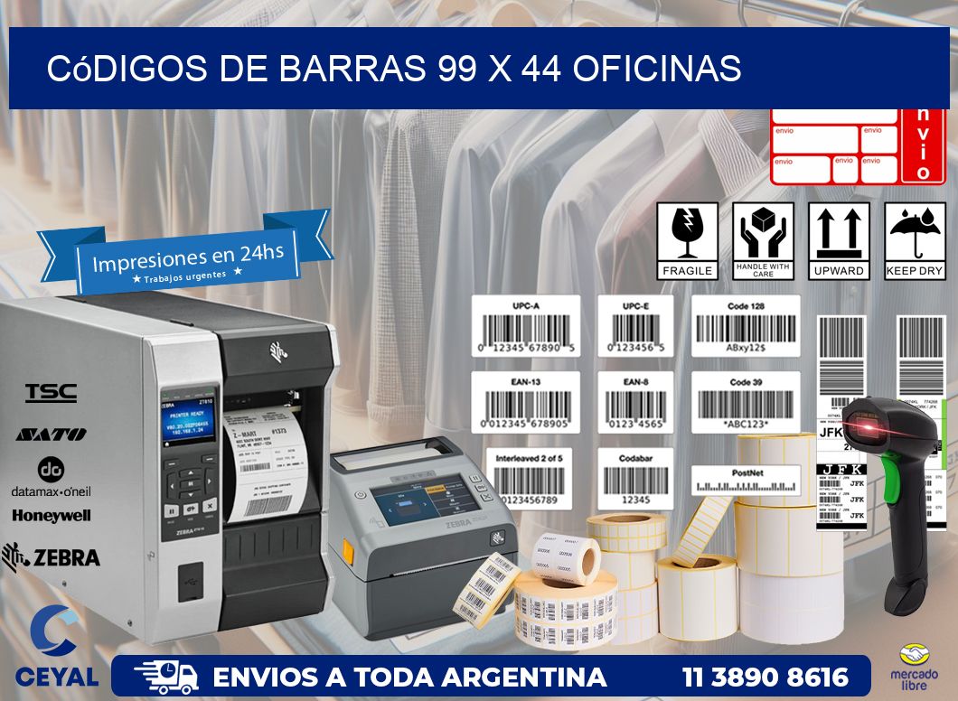 Códigos de Barras 99 x 44 oficinas