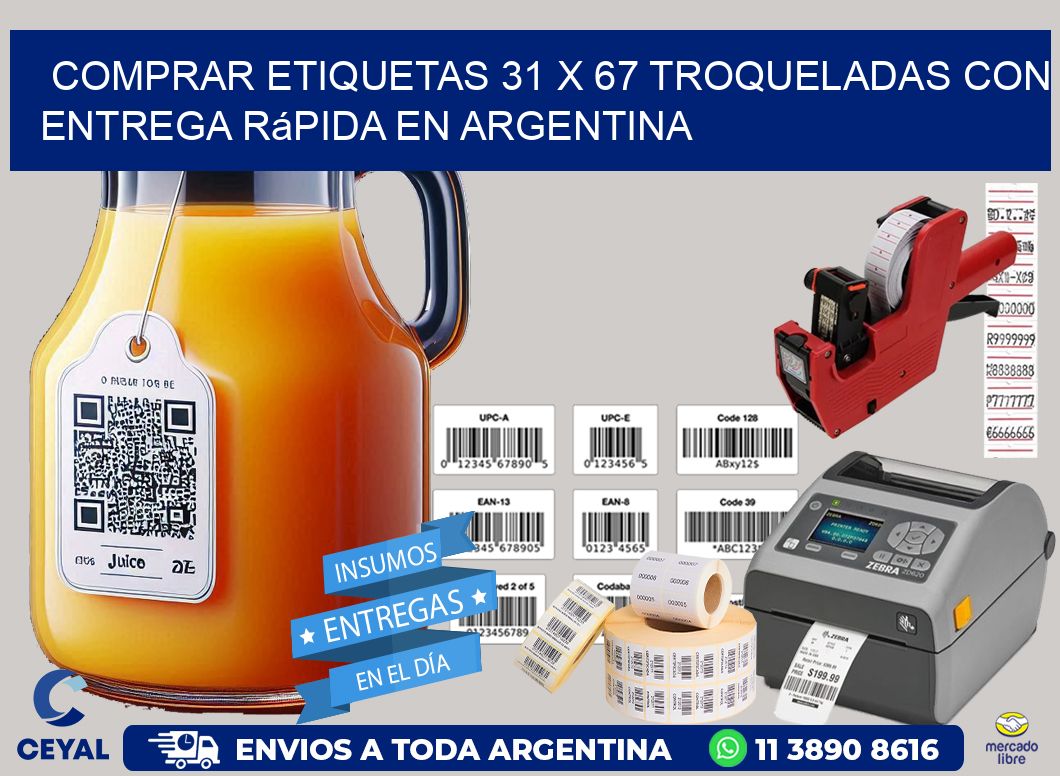Comprar etiquetas 31 x 67 troqueladas con entrega rápida en Argentina