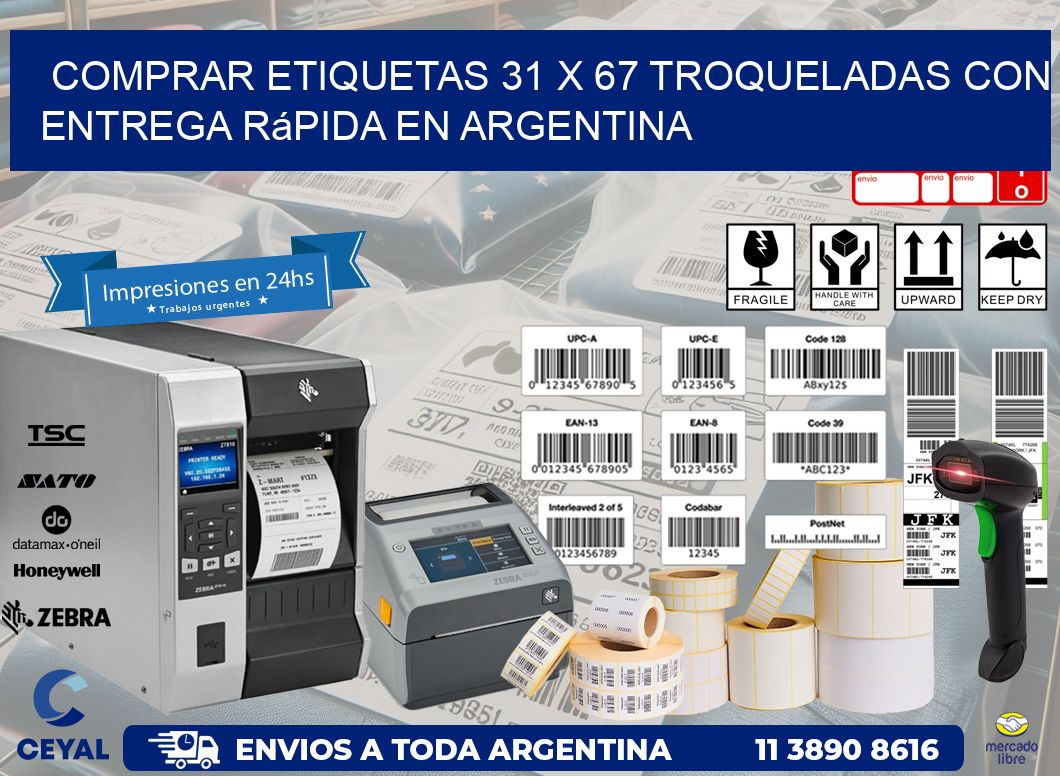 Comprar etiquetas 31 x 67 troqueladas con entrega rápida en Argentina