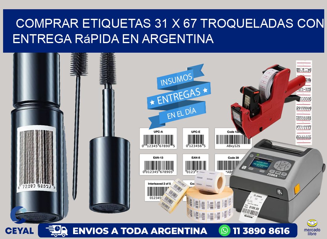 Comprar etiquetas 31 x 67 troqueladas con entrega rápida en Argentina