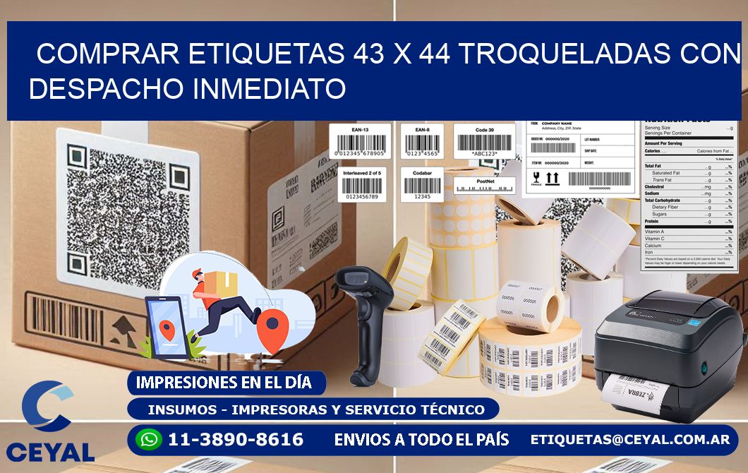 Comprar etiquetas 43 x 44 troqueladas con despacho inmediato