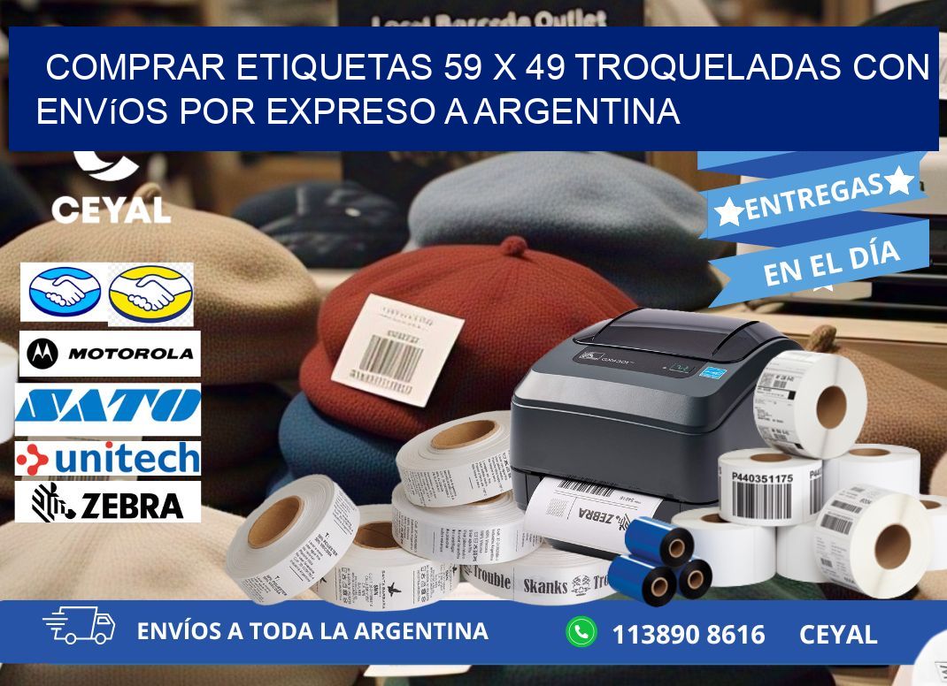Comprar etiquetas 59 x 49 troqueladas con envíos por expreso a Argentina