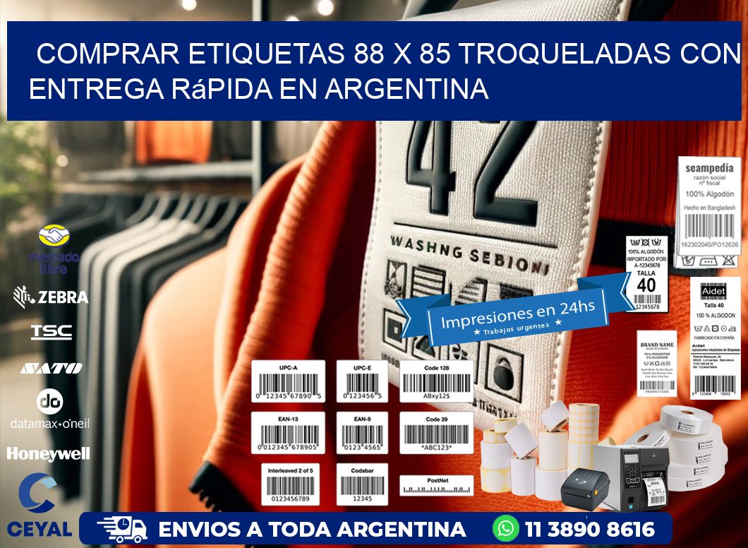 Comprar etiquetas 88 x 85 troqueladas con entrega rápida en Argentina