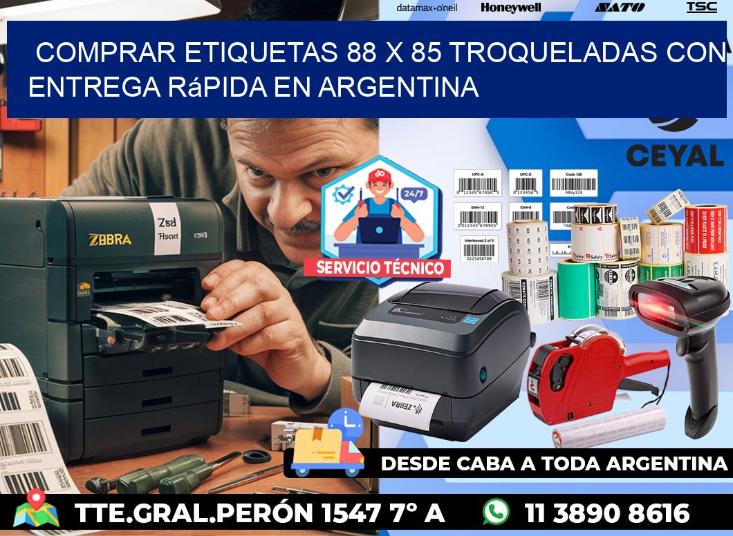 Comprar etiquetas 88 x 85 troqueladas con entrega rápida en Argentina
