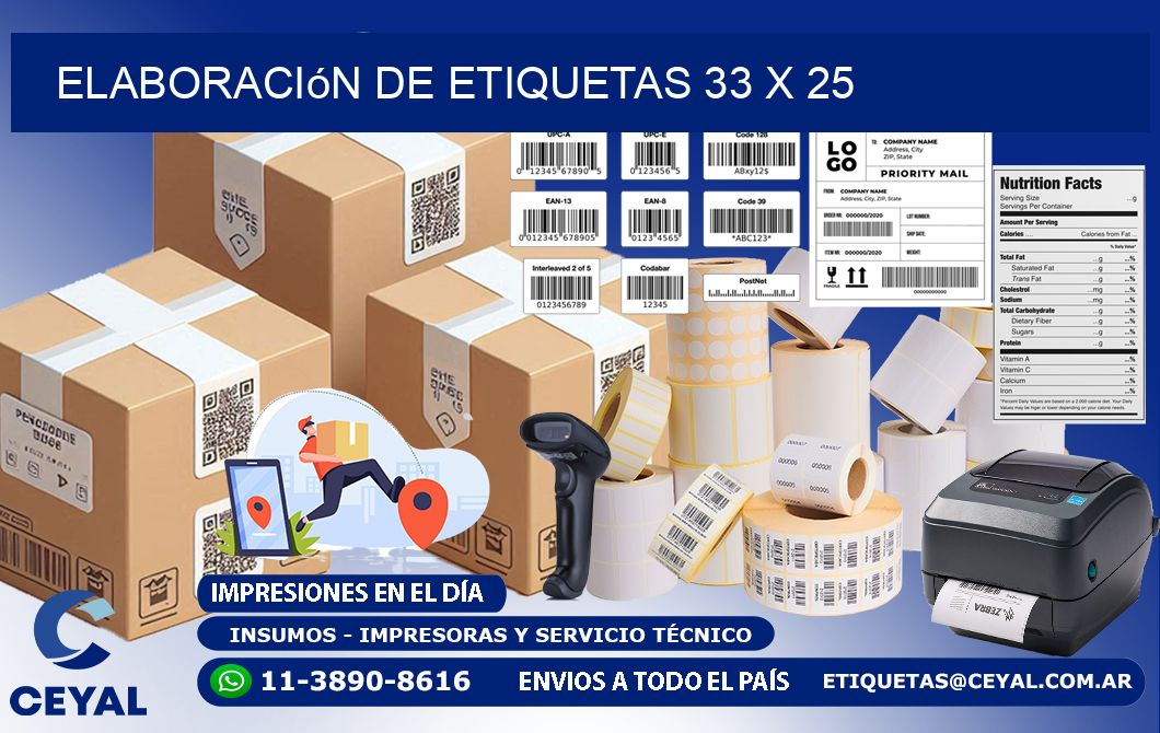 Elaboración de etiquetas 33 x 25