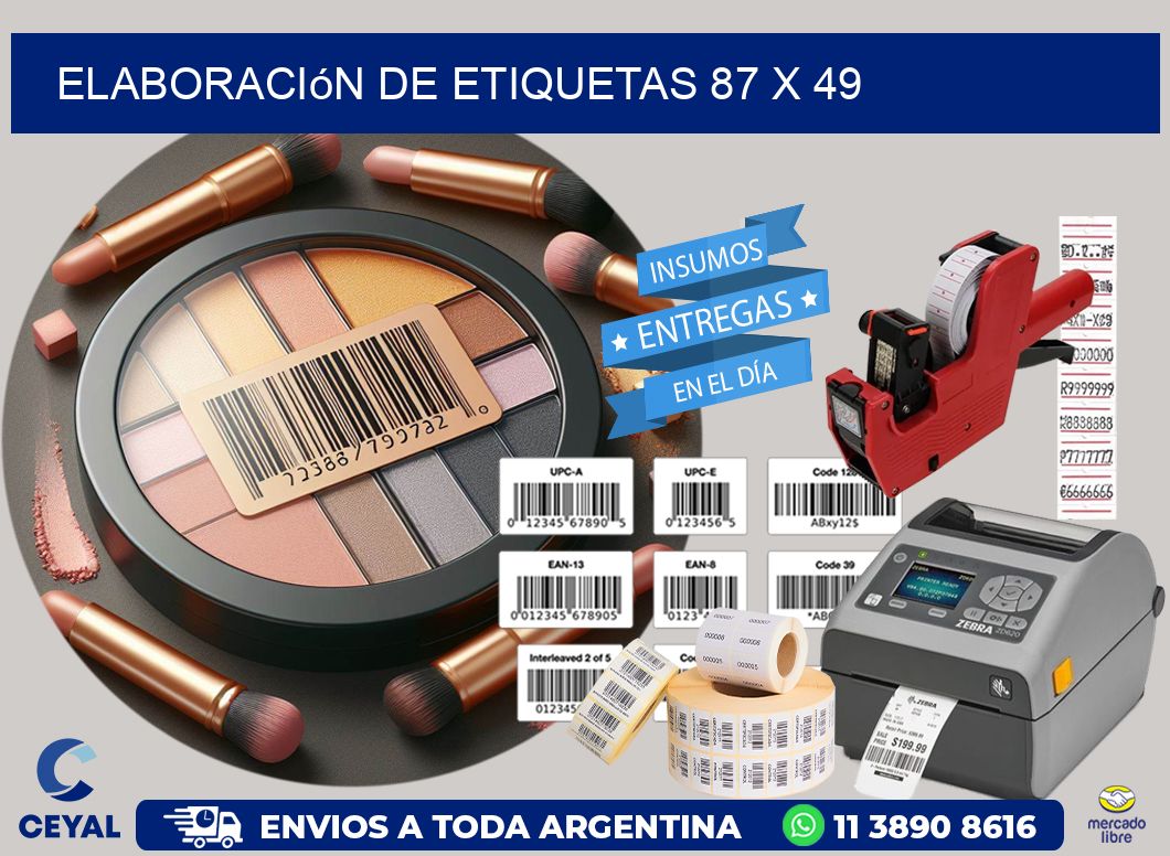 Elaboración de etiquetas 87 x 49