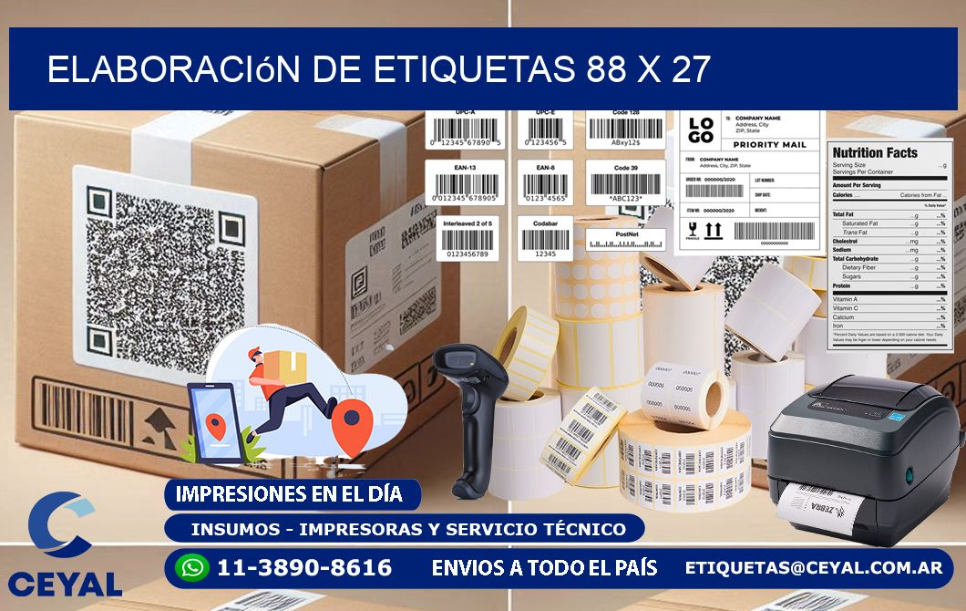 Elaboración de etiquetas 88 x 27