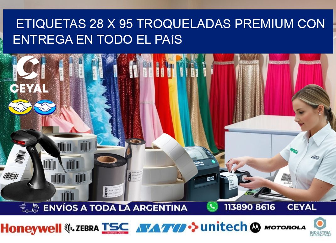 Etiquetas 28 x 95 troqueladas premium con entrega en todo el país