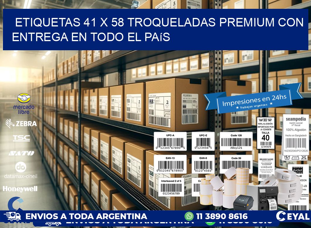 Etiquetas 41 x 58 troqueladas premium con entrega en todo el país