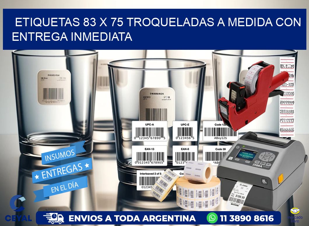 Etiquetas 83 x 75 troqueladas a medida con entrega inmediata