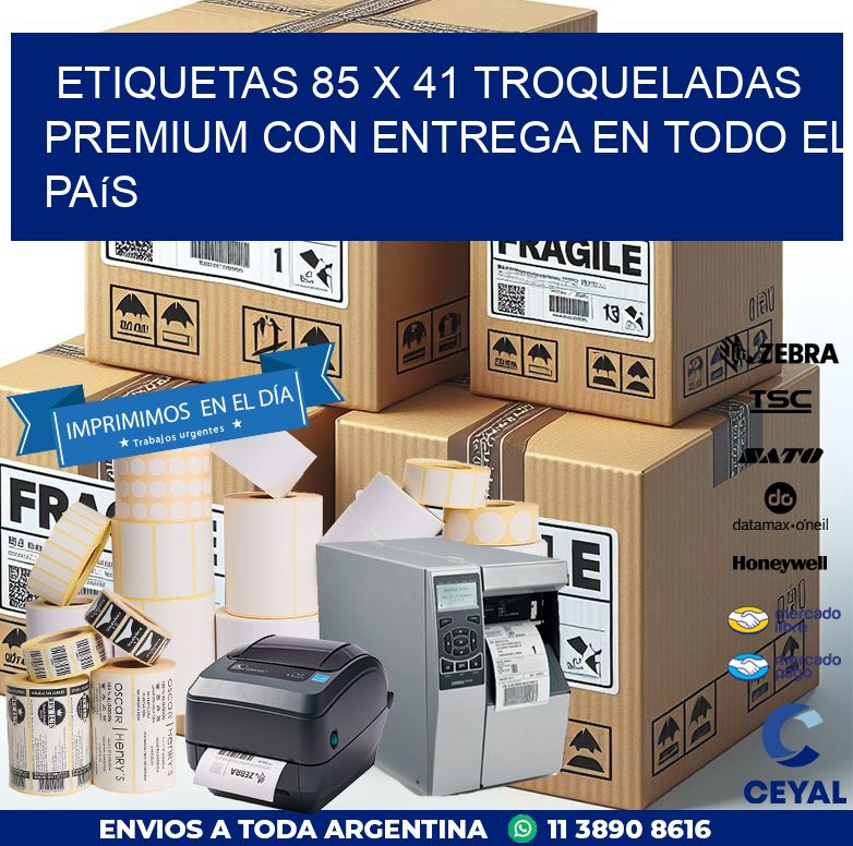Etiquetas 85 x 41 troqueladas premium con entrega en todo el país