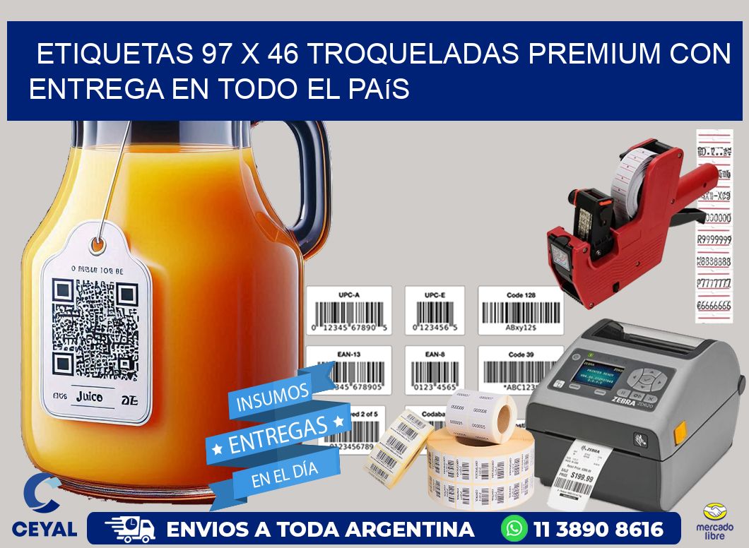 Etiquetas 97 x 46 troqueladas premium con entrega en todo el país