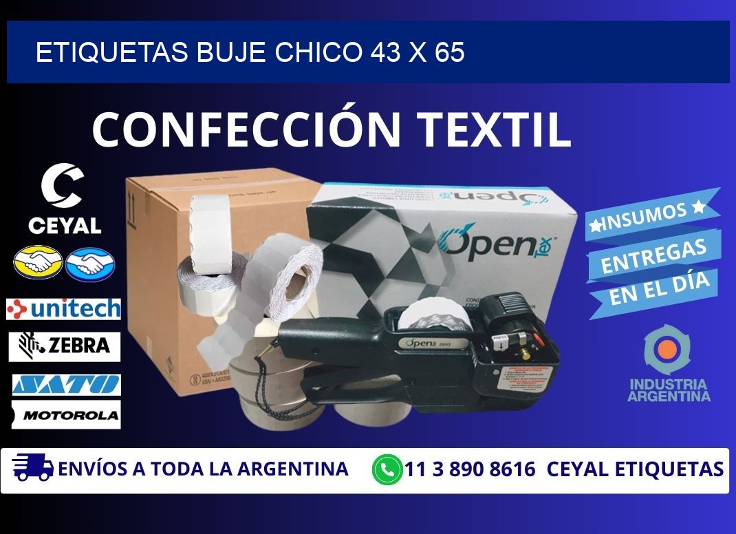 Etiquetas buje chico 43 x 65