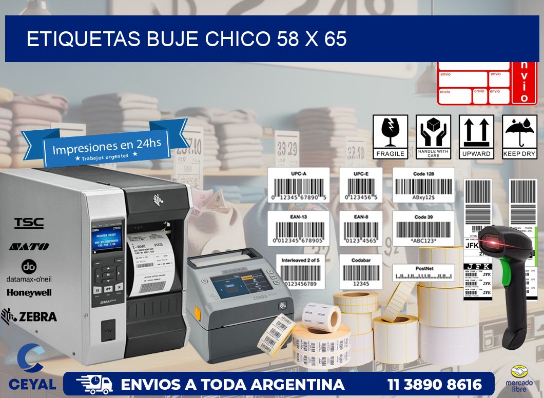 Etiquetas buje chico 58 x 65