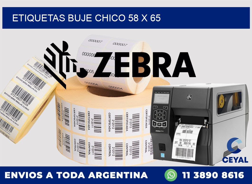 Etiquetas buje chico 58 x 65