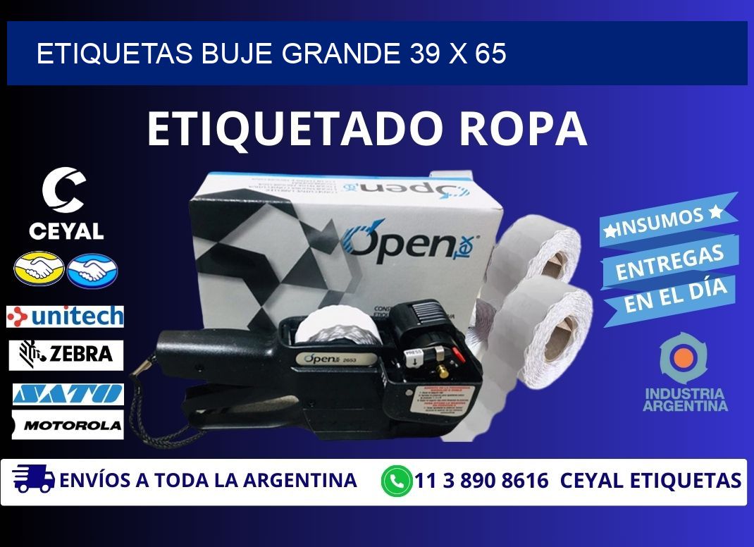 Etiquetas buje grande 39 x 65