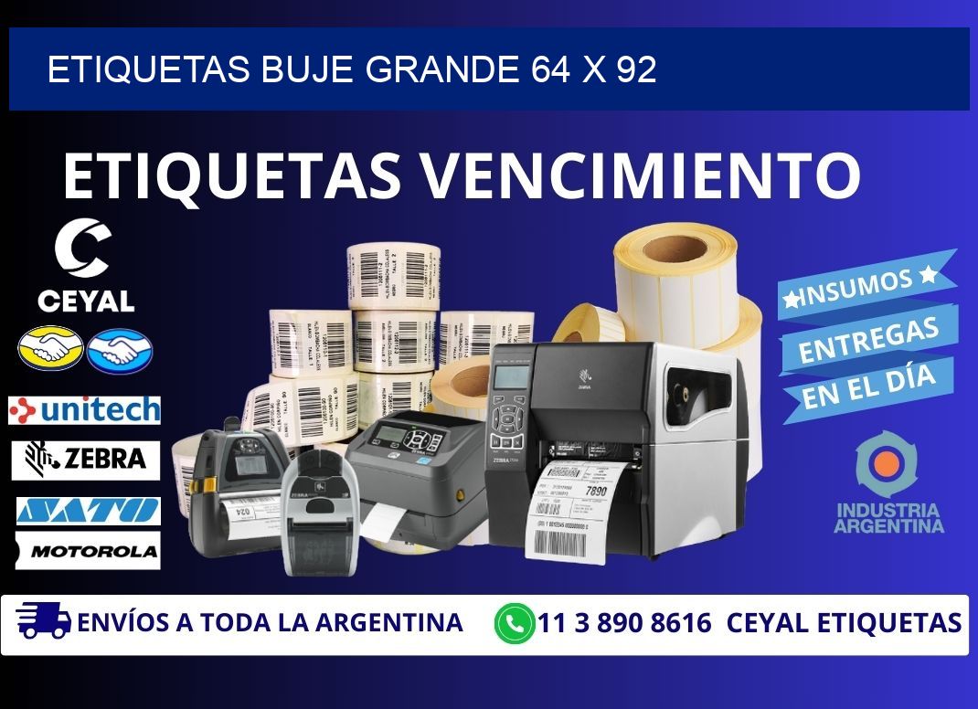 Etiquetas buje grande 64 x 92