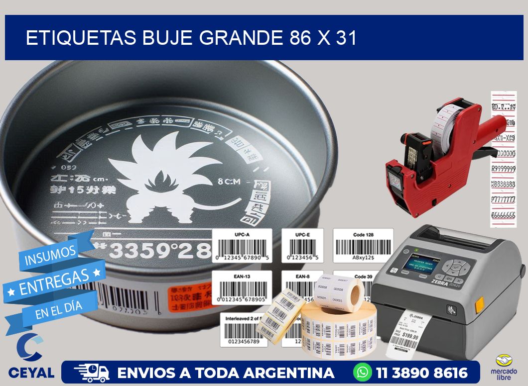 Etiquetas buje grande 86 x 31