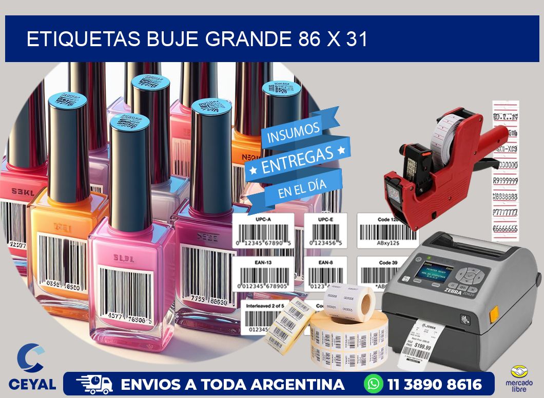 Etiquetas buje grande 86 x 31