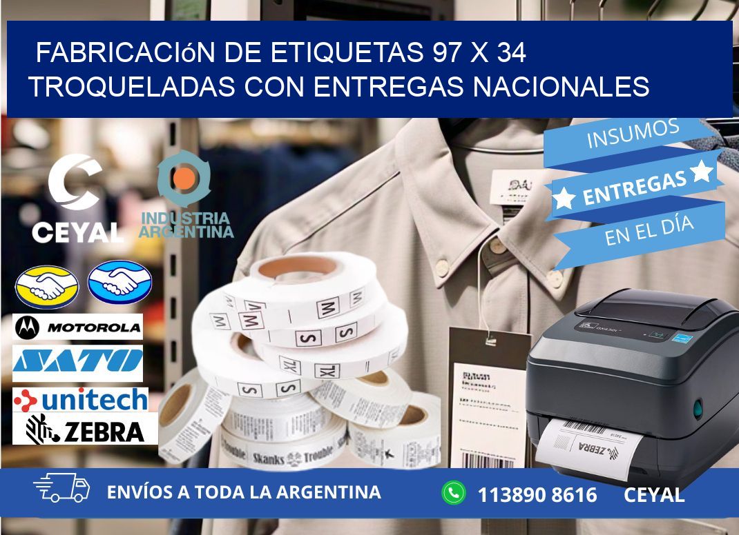 Fabricación de etiquetas 97 x 34 troqueladas con entregas nacionales